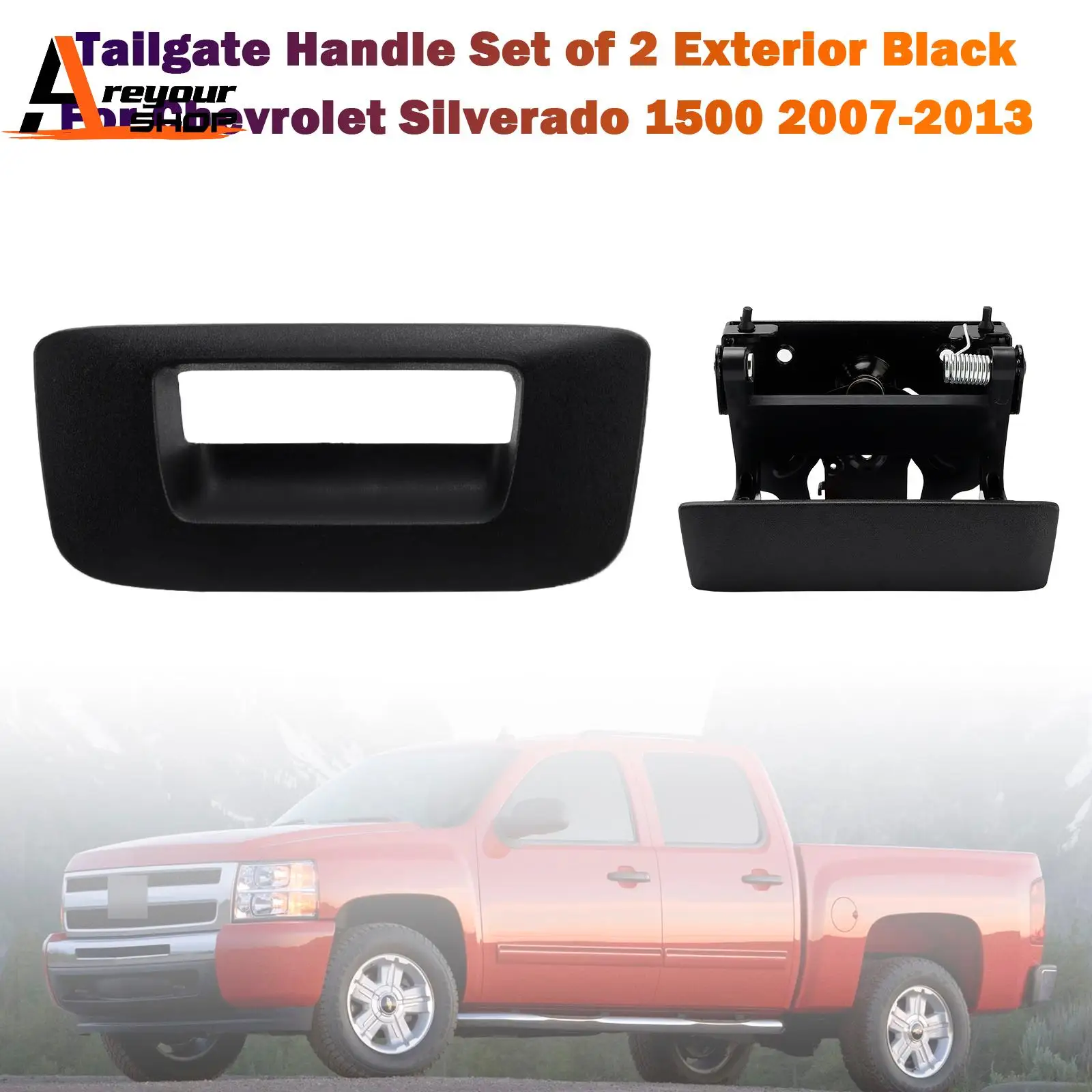 

Набор ручек задней двери Areyourshop из 2 внешних черных для Chevrolet Silverado 1500 2007 2008 2009 2010 2011 2012 2013