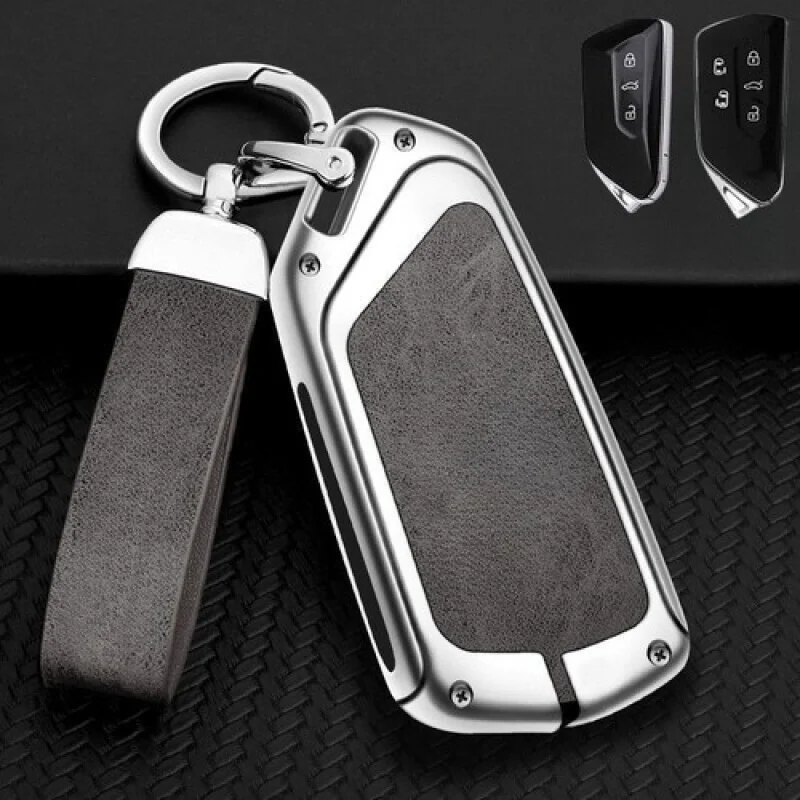 A + سبائك الزنك بولي TPU الجلود مفتاح السيارة فوب غطاء لشركة فولكس فاجن سكودا MK 8 ID.3 جولف 8 ID.4 #6