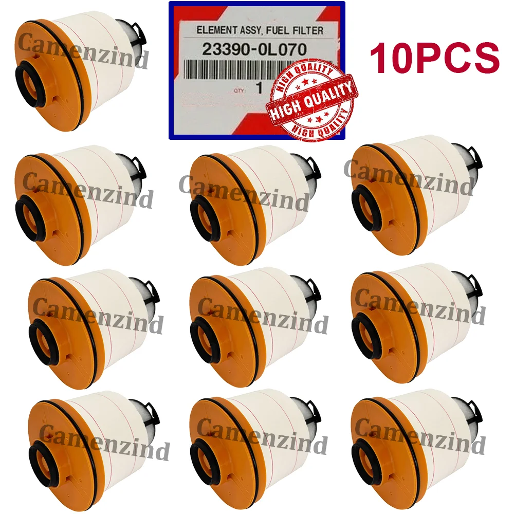 Kit d'éléments filtrants pour carburant diesel, 10 pièces, 23390-0L070 23390-OL070 233900L070, pour Toyota Hilux Revo Fortuner SR5 M70 M80 2015 2016