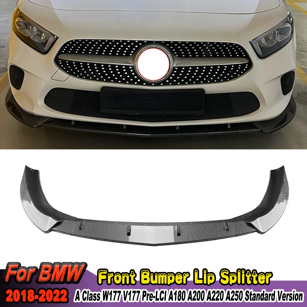 Front Bumper Lip For Benz A Class W177 V177 Pre-LCI A180 A200 A220 A250 2018-2022 Standard Version Splitter Diffuser Guard Cover