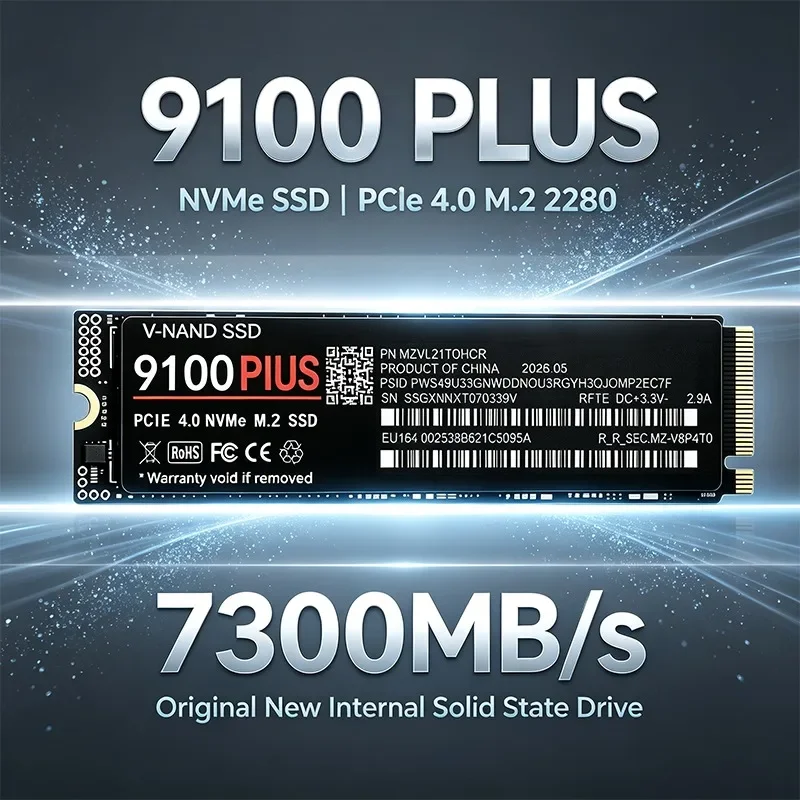 9100 PLUS M.2 2280 NVMe SSD PCIe Gen4.0 X4 500GB-4TB 7300MB/s TLC 3D NAND Internal Gaming Drive for PS5 PC Laptop Desktop