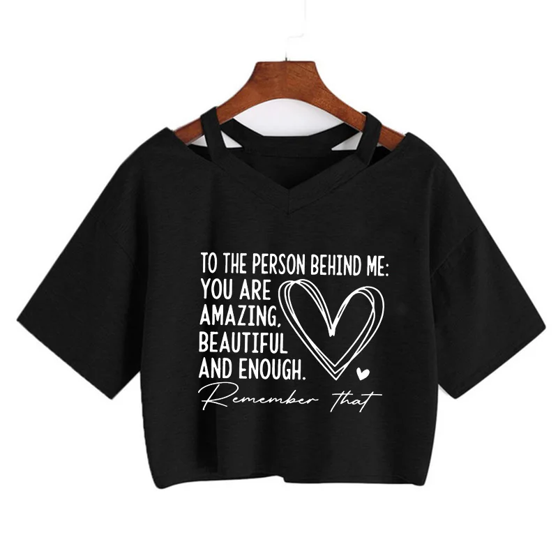 Women's Y2k Crop Tops with Uplifting Message You Are Amazing Print Summer Sexy Cropped T Shirt 90s Vintage Tshirt Girls Clothes