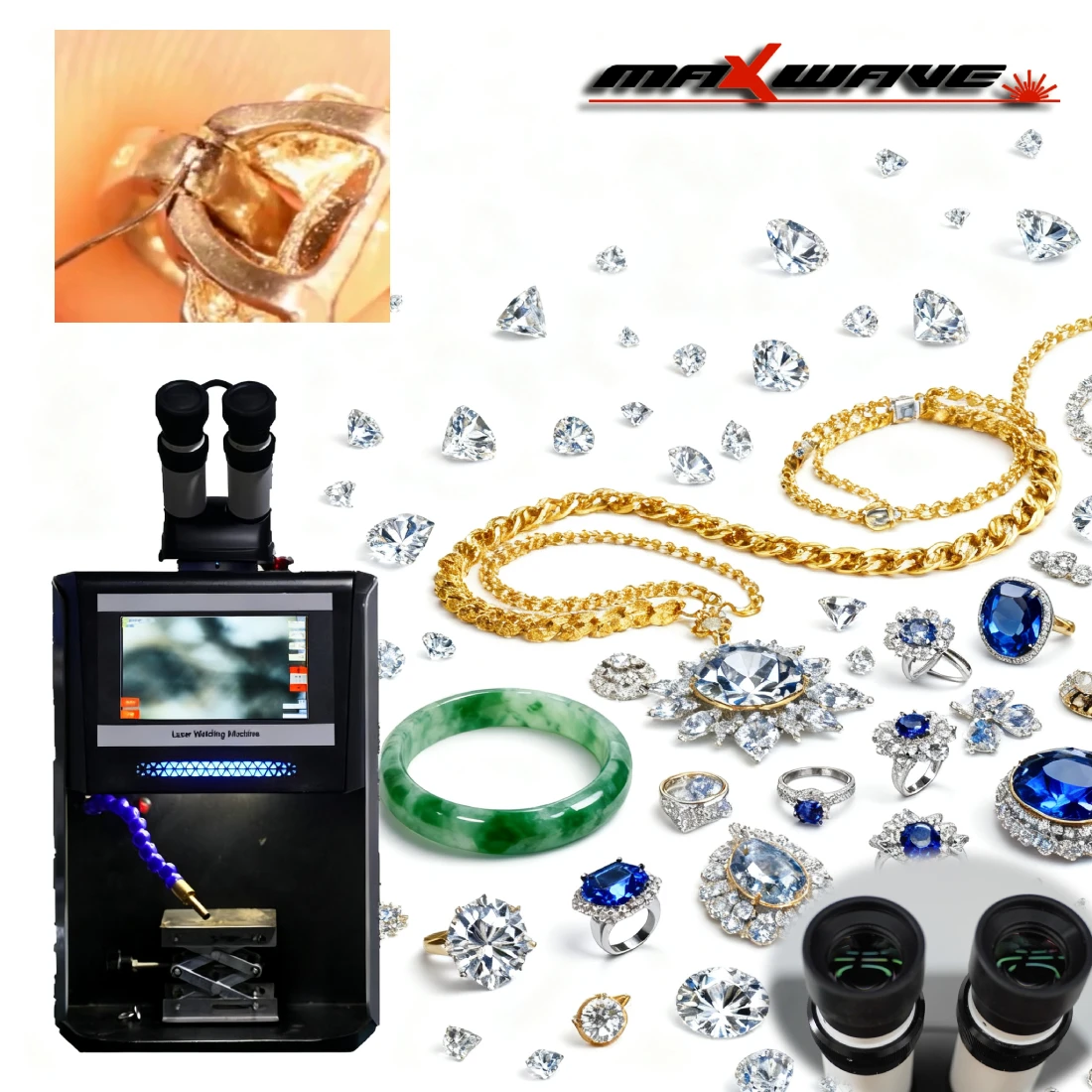 220V Mini Spot Laser Welding Machine CCD touch Control Air Cooling Soldering Jewelry Pendant Denture Gold Silver Chain