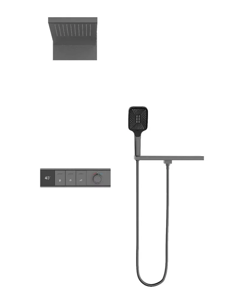 High-end Multi-function Concealed Shower Faucet with Hot and Cold Water Stainless Steel Housing and Shelf-mounted Shower Set