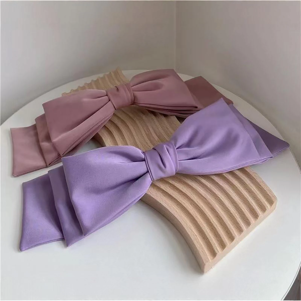 Nuevo Clip grande de satén para el pelo, lazos para el pelo para niña y mujer, pasador para el pelo multicapa liso rosa y negro, pinzas de moda coreana para accesorios para el cabello