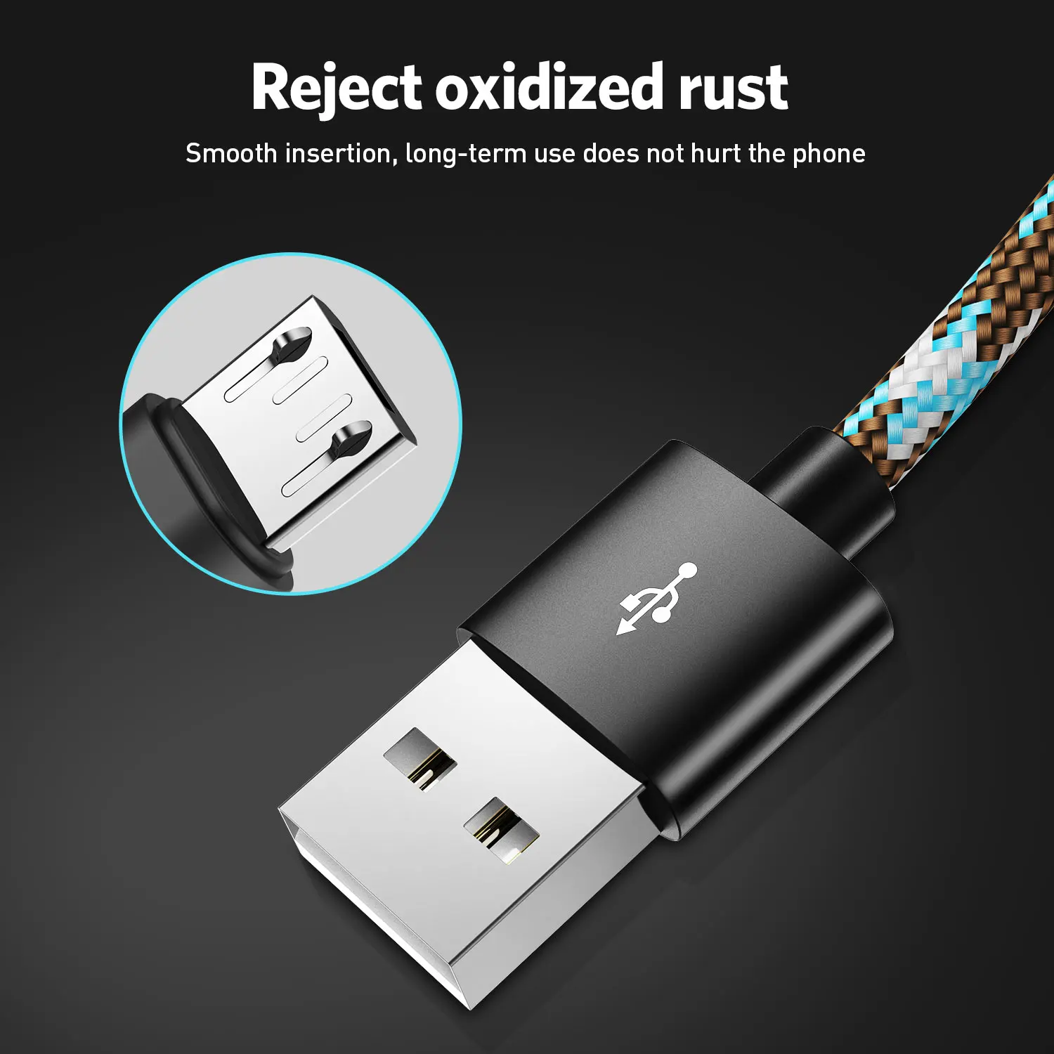 2.4A kamufláž silon opletené  mikro USB kabel nabíjení kabel pro Android mobilní telefon Xiaomi Huawei meizu Samsung tablety