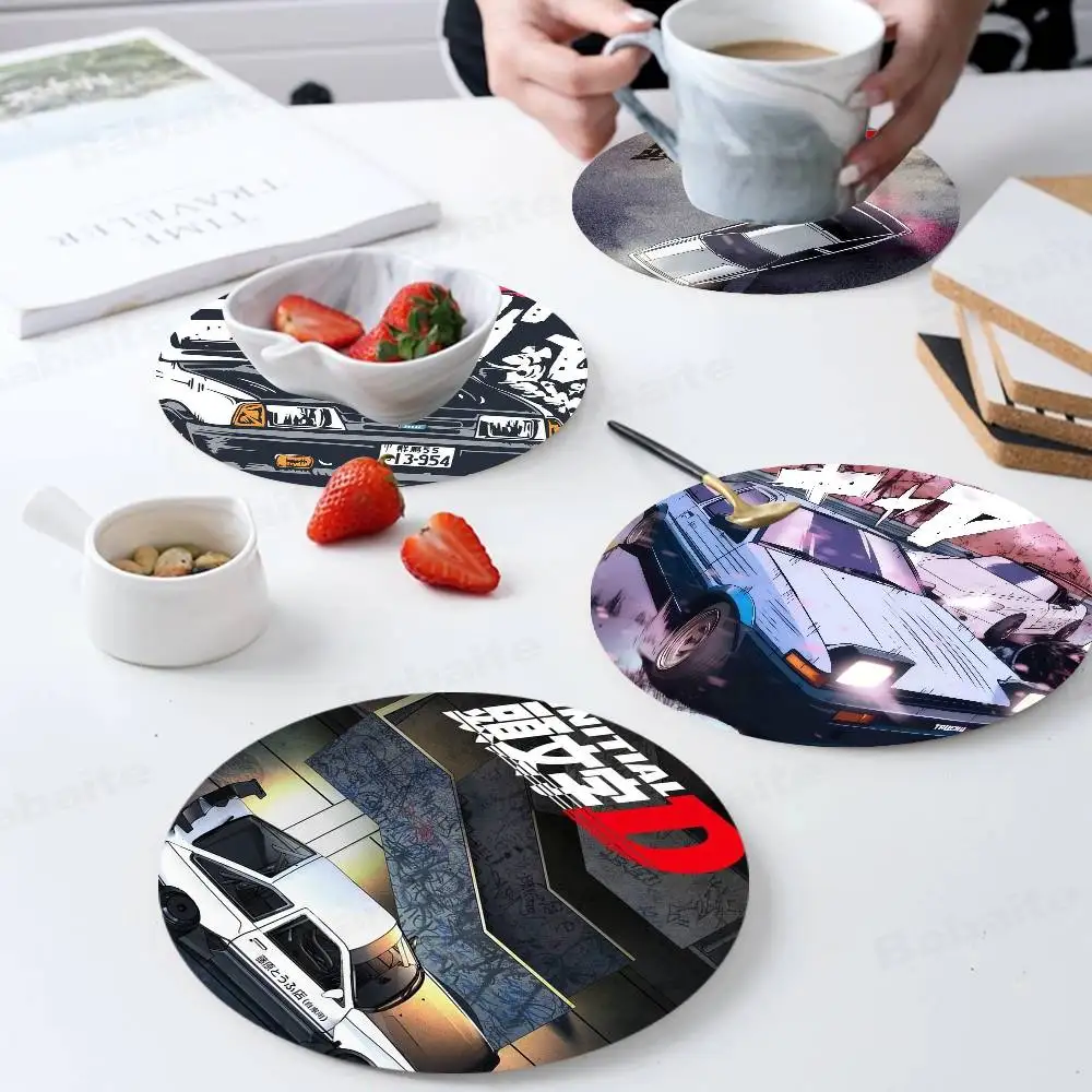 

Anime I-Initial D Wooden Coaster Heat-Resistant Drink Mats with Non-Slip Base, Perfect Gift Idea