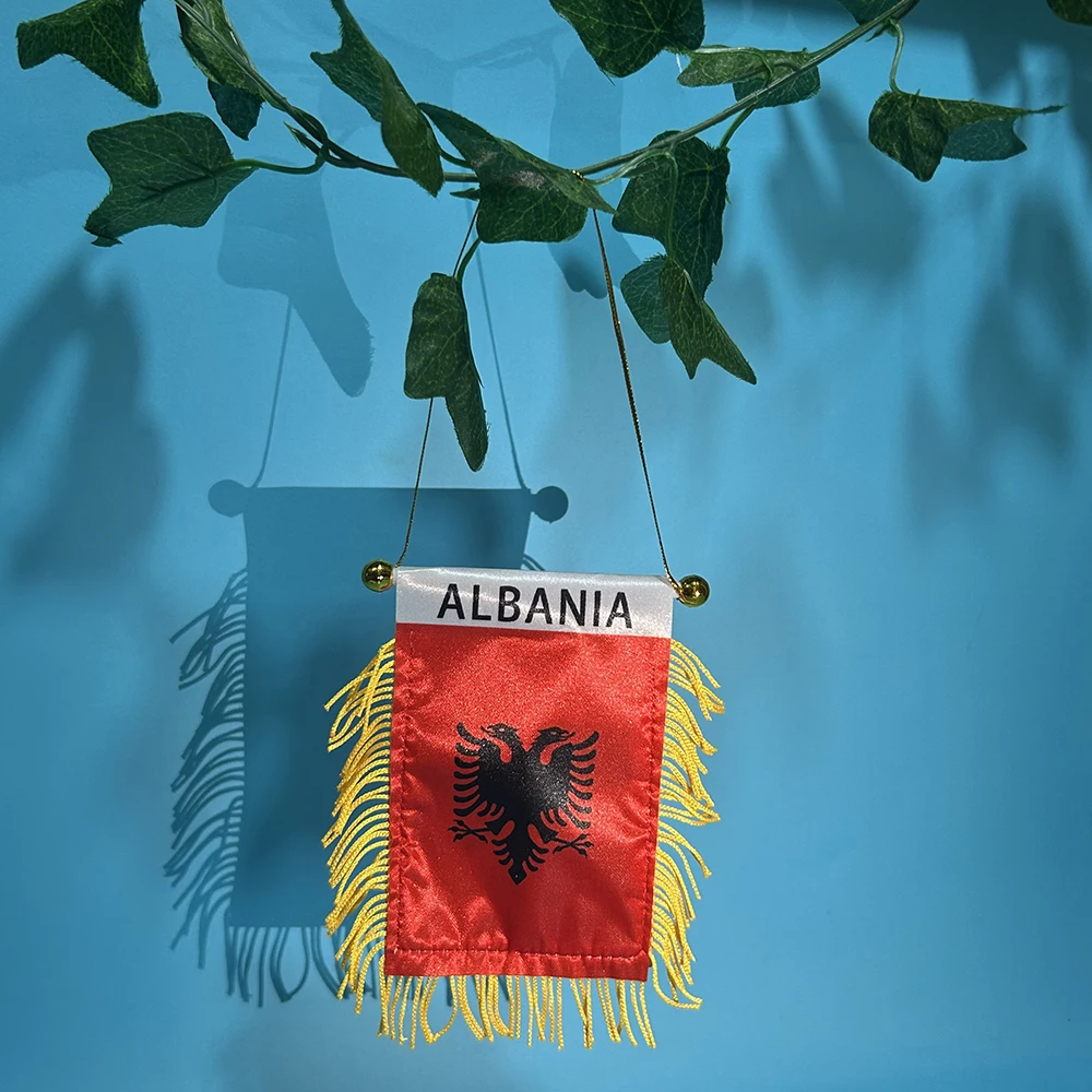 SKY FLAG Albania Car Window Flag 8*12cm Polyester Double Side Printed Albania Hanging Pennant Flags Albania Mini Flag
