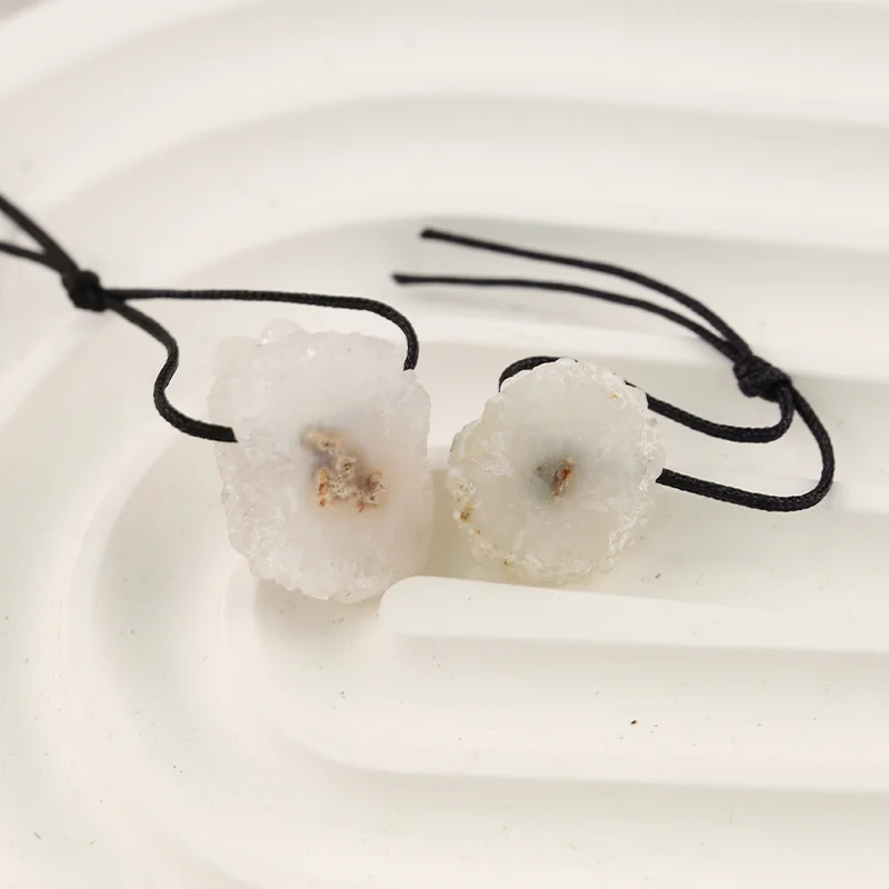 B&F Agate with Crystals Earring Beads for Jewelry Making, Handmade Natural stones beads, Stones for jewelry Making Supplies