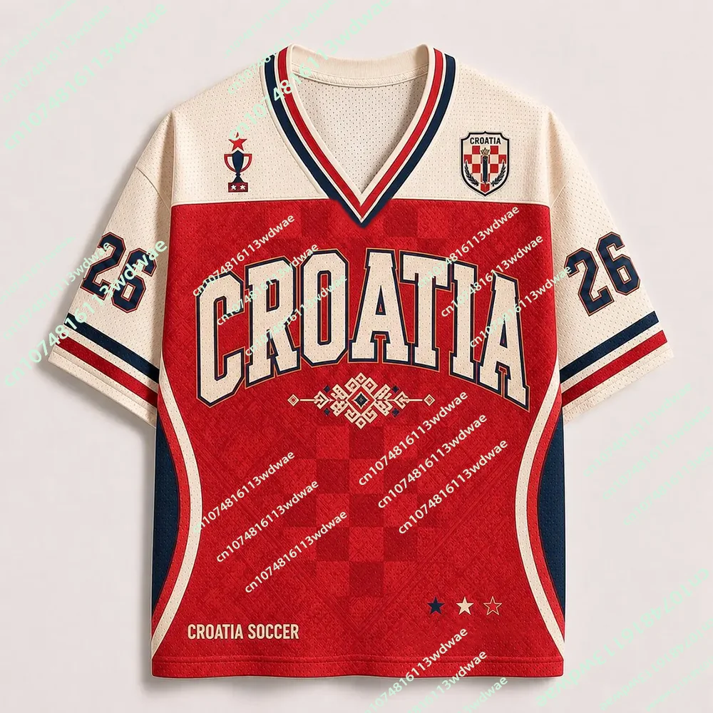 2026 Croatia Soccer Jersey leisure Breathable Croatian Football Fan Shirt Gift Summer Mens T-Shirt Retro Football Family Tee