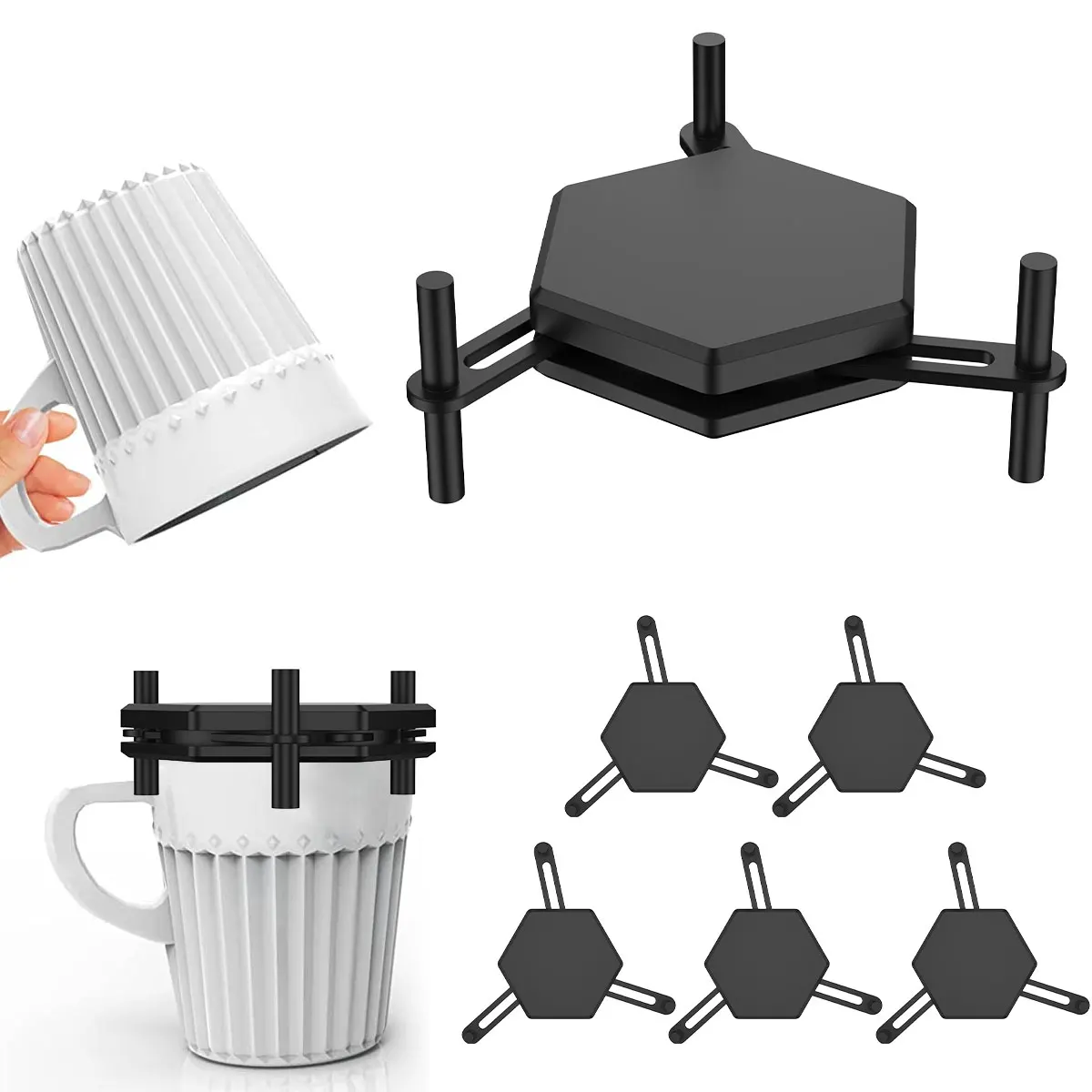 

6/12Pcs Coffee Mug Stacker Adjustable Cup Storage Display Holder Kitchen Cabinet Drinkware Cup Organizer Rack Expandable