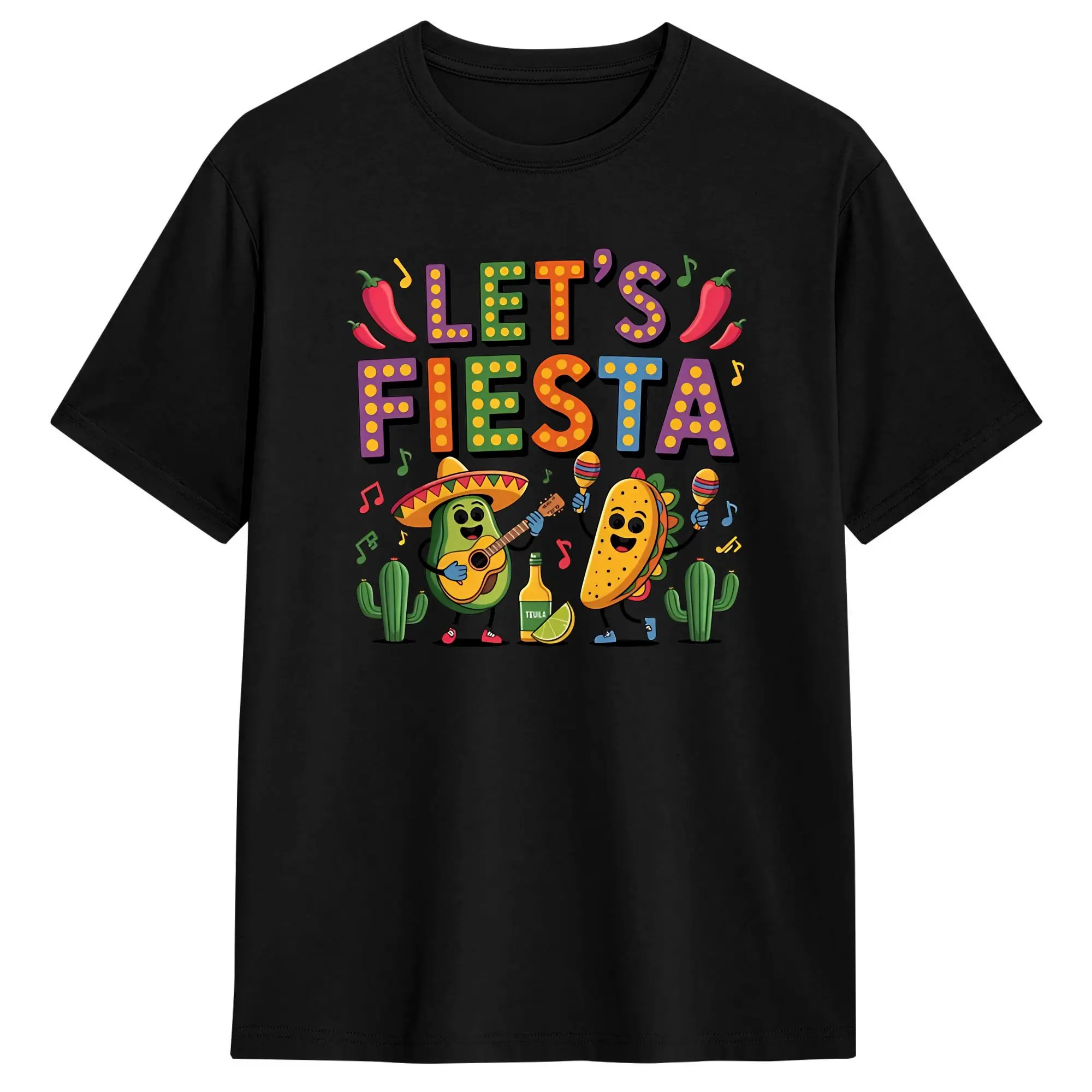 Camiseta Let's Fiesta Fiesta Mexicana Celebración Del Cinco De Mayo, camisetas populares de verano, camisetas 100% de algodón, camisetas cómodas