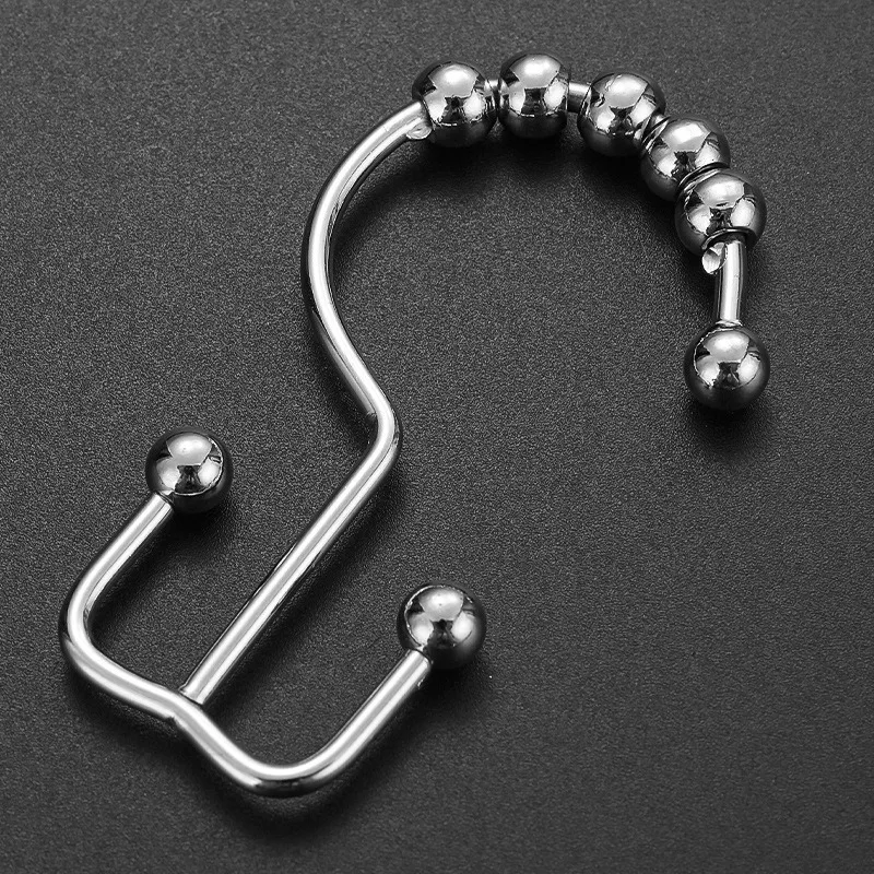 Shower Curtain Hooks, Double‑Sided Ball Bearing Roller M‑Shape Hooks, Smooth Sliding Hanging Rings for Bathroom Kitchen Home