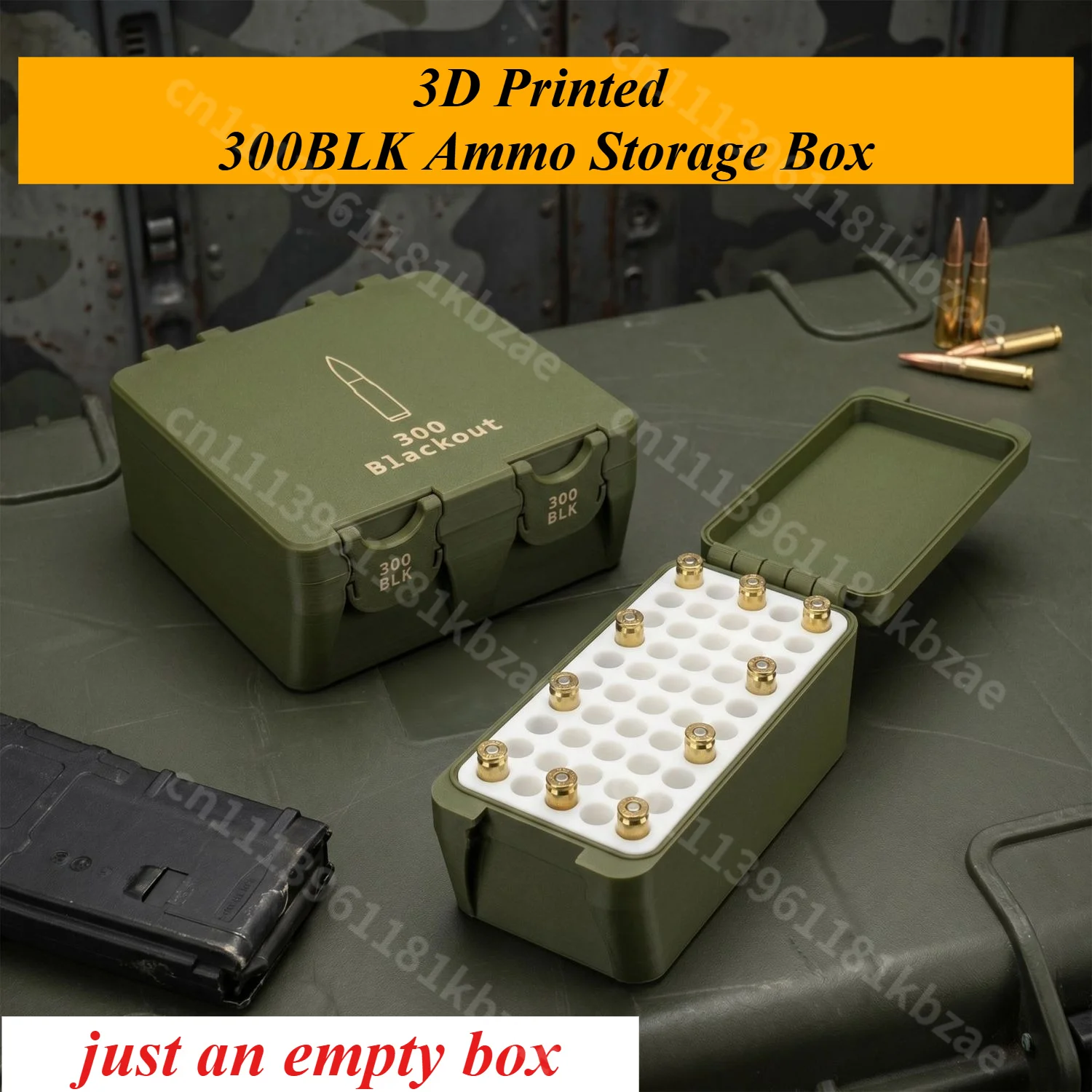 3D Printed 300BLK Ammo Storage Box Large Capacity Desktop Bullet Case Military Fans Collectible Gift