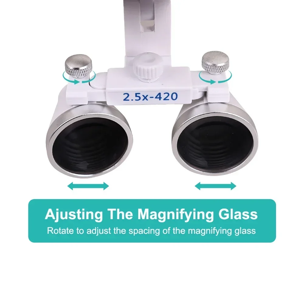 ELIJAH Dental 2.5/3.5X Binocular Loupes 5W Ajustable LED Focusing Headlight Surgical Magnifying Glass Dentistry Lab Equipment