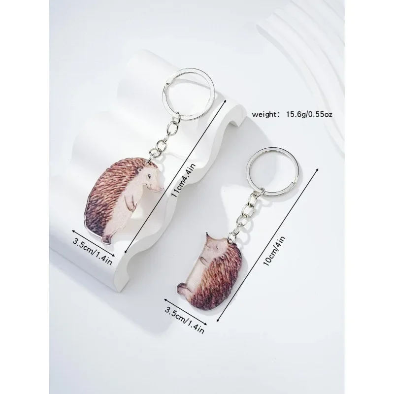 Two Sets of Lovers Creative Simulation Wooden Couple Hedgehog Key Ring Pendant Valentine's Day Lovers Girlfriends