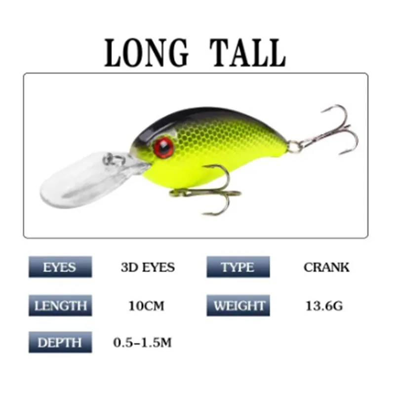 Crank Fishing Lure Bait Wobbler 13.6g 10cm Minnow Isca Artificial 3D Eyes Lures Crankbait For Bass Pike Carp Pesca Tackle