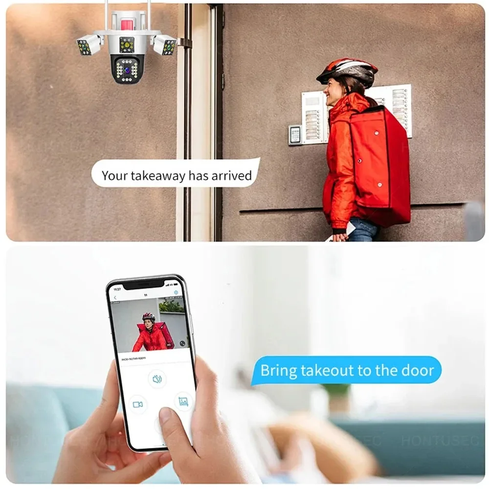 DIDSeth 12MP 4 Lens Camera 8K Outdoor PTZ Auto Tracking Color Night Vision 2 Way Audio Security Camera with O-Cam App IP66