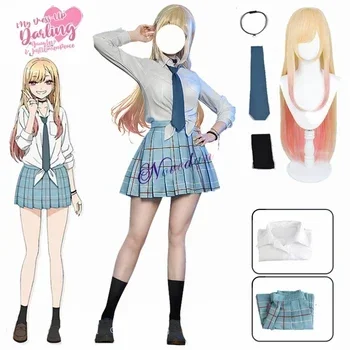 Kitagawa Marin Cosplay Anime My Dress Up Darling Kitagawa Marin Cosplay Costume Dresses School Uniform Wig Earrings Suit Girls