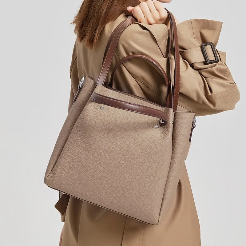 

2025 New Fashion Genuine Leather Tote Bag for Women Designer Luxury Bag Large Capacity Retro Commuter Shoulder Handbag Bags for