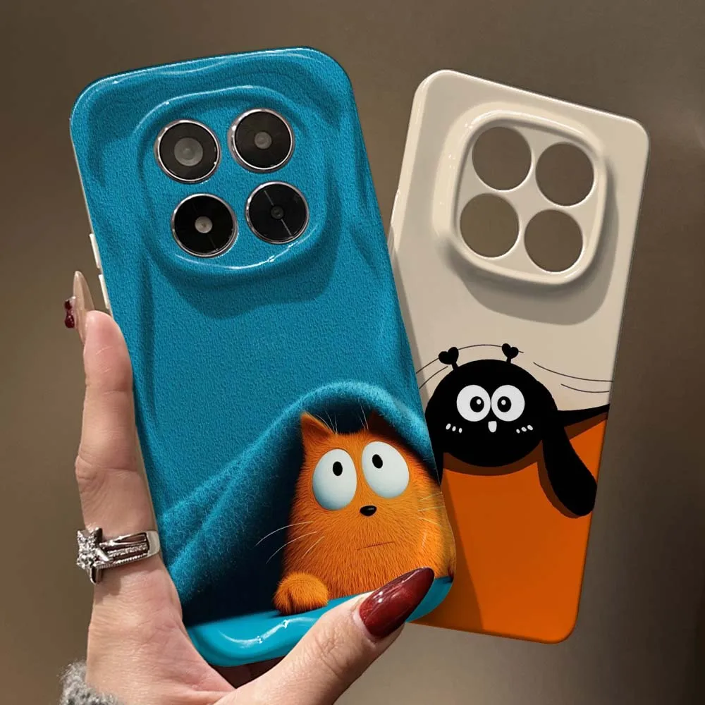 

Cartoon Orange Cat Peek For Redmi Note 11 11S 11T 12 12S 12T 13 14 15 SE Pro Plus Speed 5G Wave Oil Film Phone Case