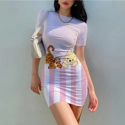 Disney Winnie the Pooh Bodycon Summer Dresses For Women Fashion Club Partywear Outfits Sexy Skinny Mini Dress Casual home clothe