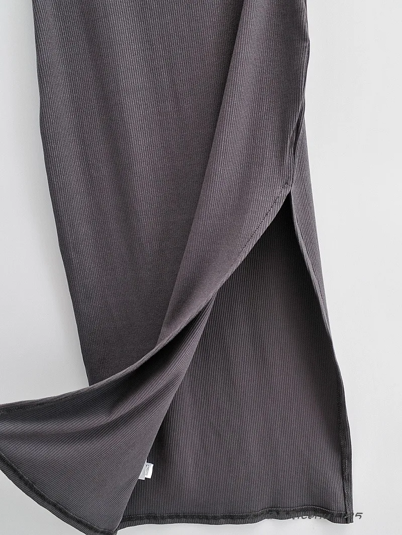 Tapete australiano gola quadrada slim fit fenda lateral colete saia feminina camada de base retrô comprimento médio H-ape Dr