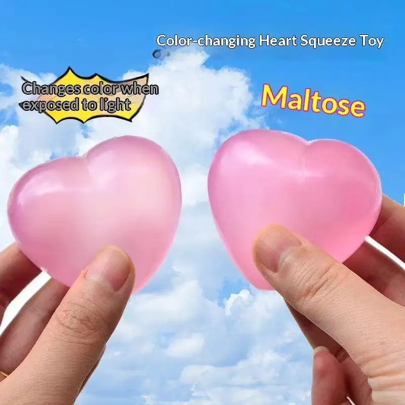 Maltose Cute Change Color Heart Squeeze Toy Anti-stress Vent Ball Slow Rebound Relieves Stress Toys Adult Gift