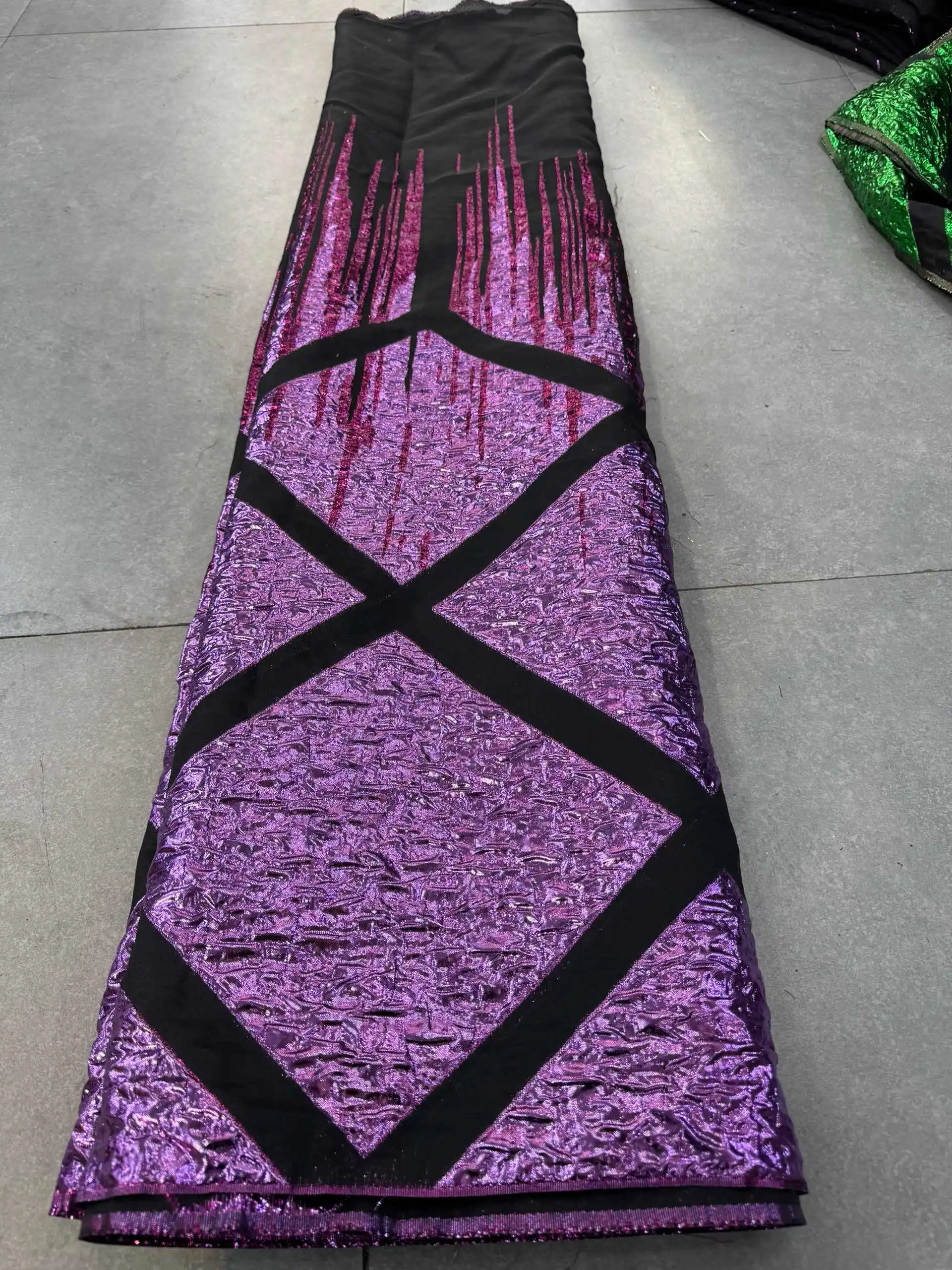 

Кружевная ткань SJ Lace Nigerian Brocade 2026: высококачественное африканское жаккардовое кружево с золотым узором, 5 ярдов, для французских вечерних платьев для женщин