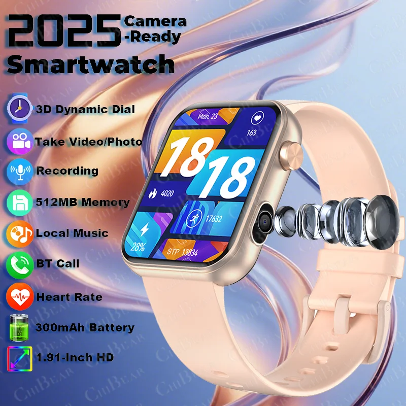 

2025 New 512MB Camera Smartwatch 1.91" HD Make Answer Call Take Video Sound Recording Music Sports Waterproof Smart Watch Men