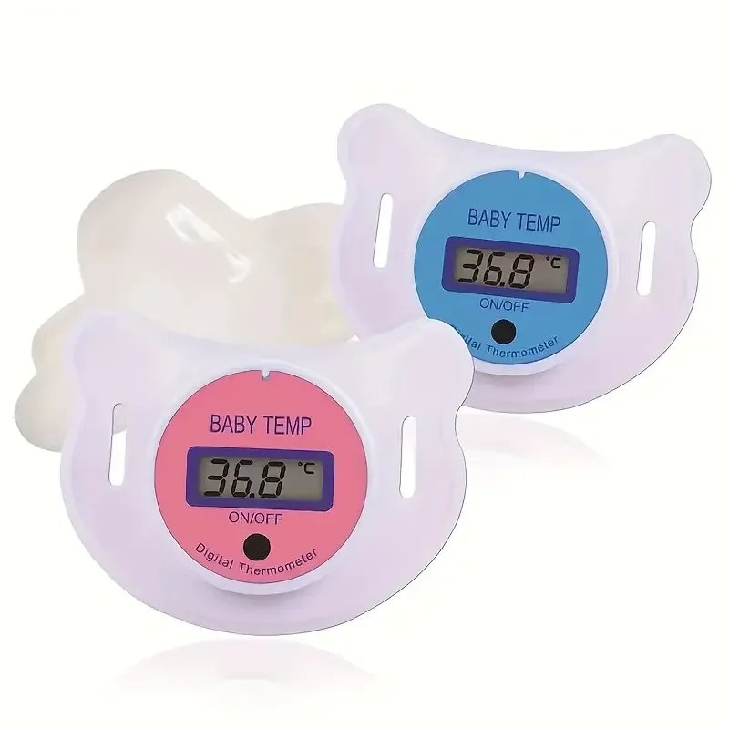 Thermometer LCD Display Nipple-Shaped Thermometer Pacifier Babies\'s Heating Fever Monitor Gauge Pink/Blue Digital Thermometer