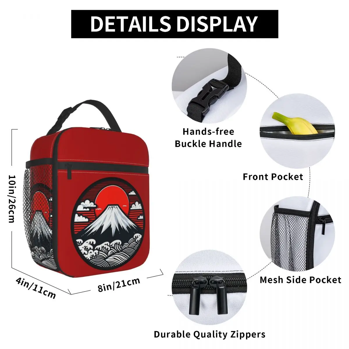 Mount Fuji And The Great Wave Off Kanagawa Insulated Lunch Bag for Women Office Cooler Thermal Food Box Tote Lunch Boxes
