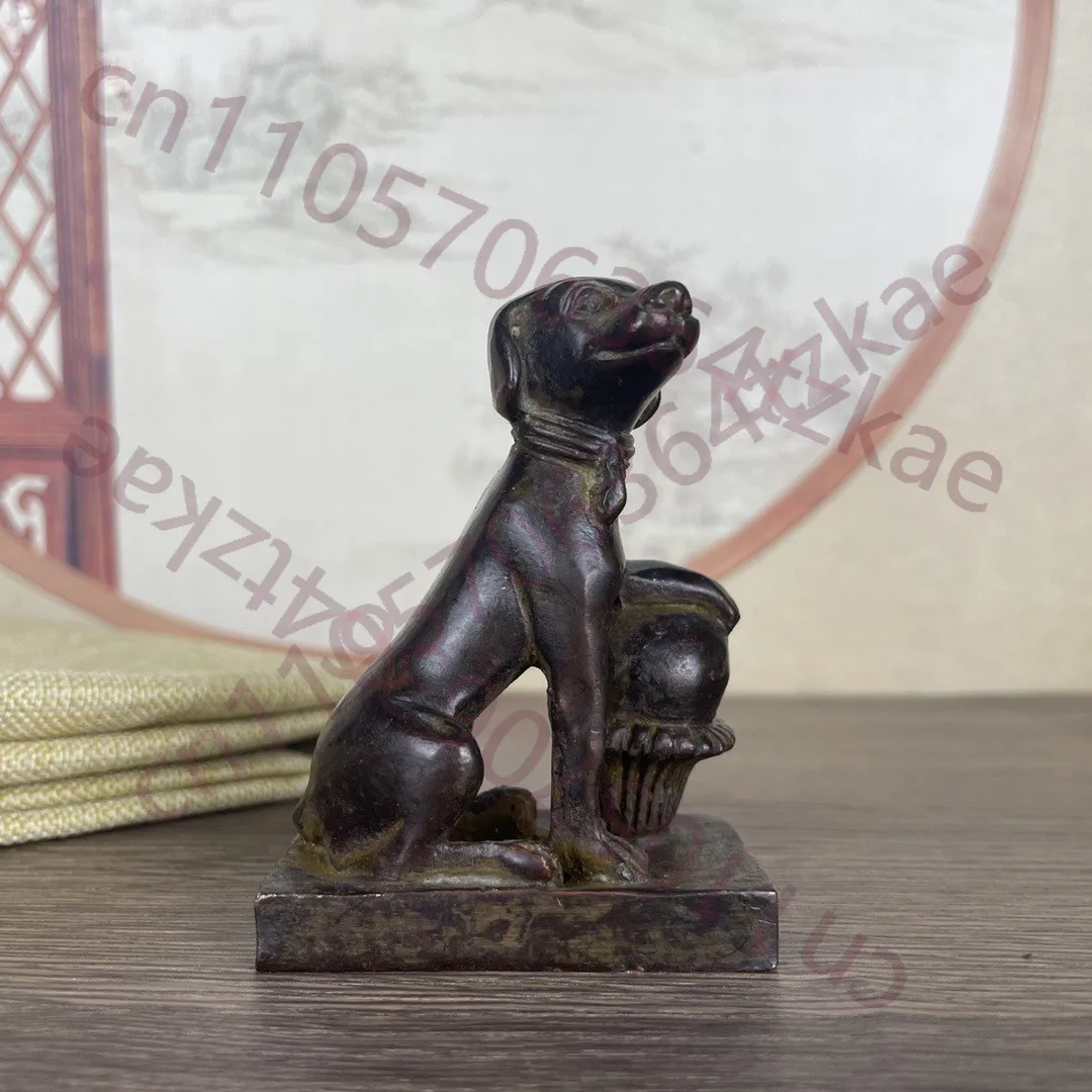 

Chinese Antique Bronze Solid Zodiac Dog Tea Pet Statue