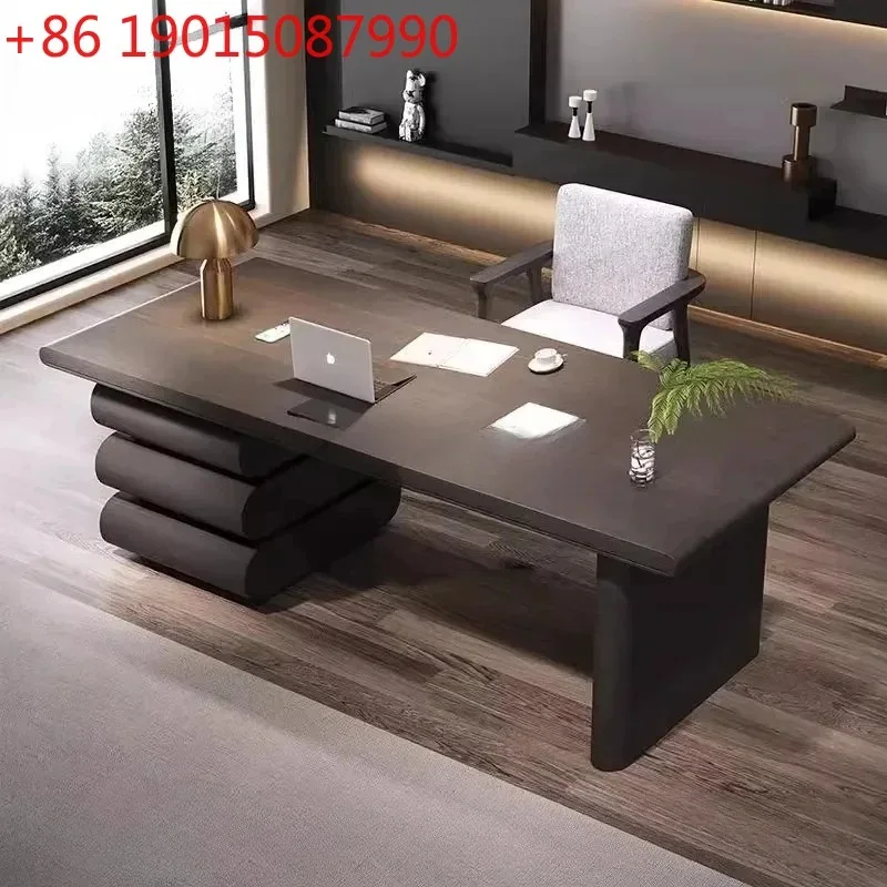 

Italian light luxury solid wood desk home living room study computer workbench desk