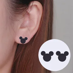 Tiny Stainless Steel Cartoon Mickey Earrings for Girls Kids Mouse Head Animal Stud Ear Cute Pendientes Ear Jewelry Party Gift