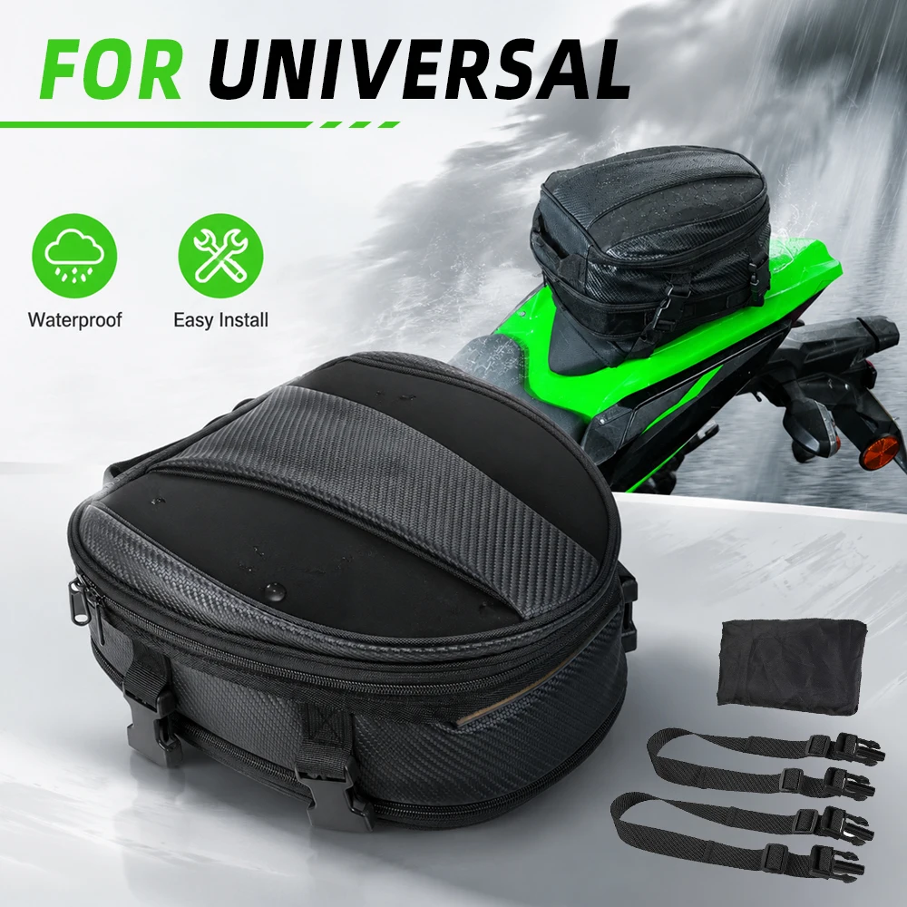 Motorcycles Tail Bags Waterproof Rear Seat Bag Backpack Electric Dirt Bike Rain Cover Rider Pack Scooter Luggage Buckle Strap view 2