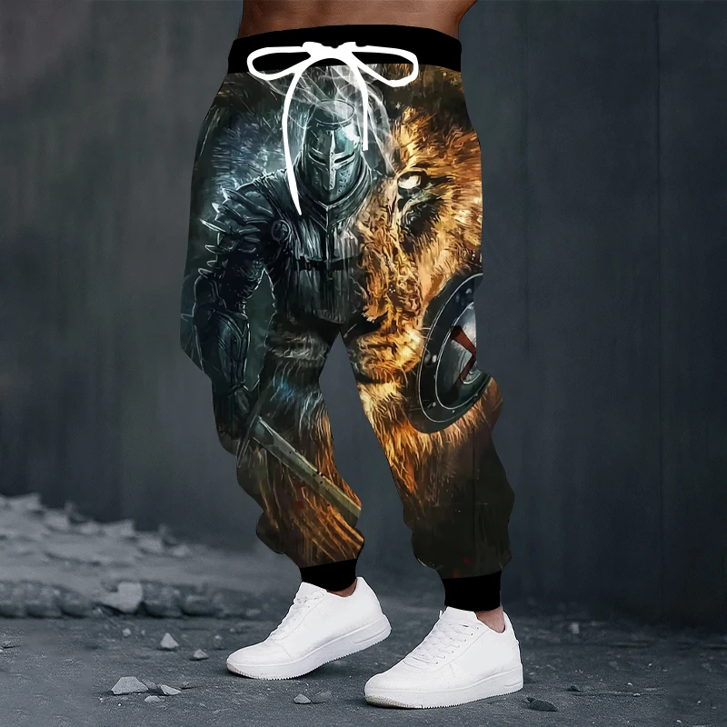 

3D printed lion sweatpants, men's fashionable street style long sweatpants, casual anime sweatpants