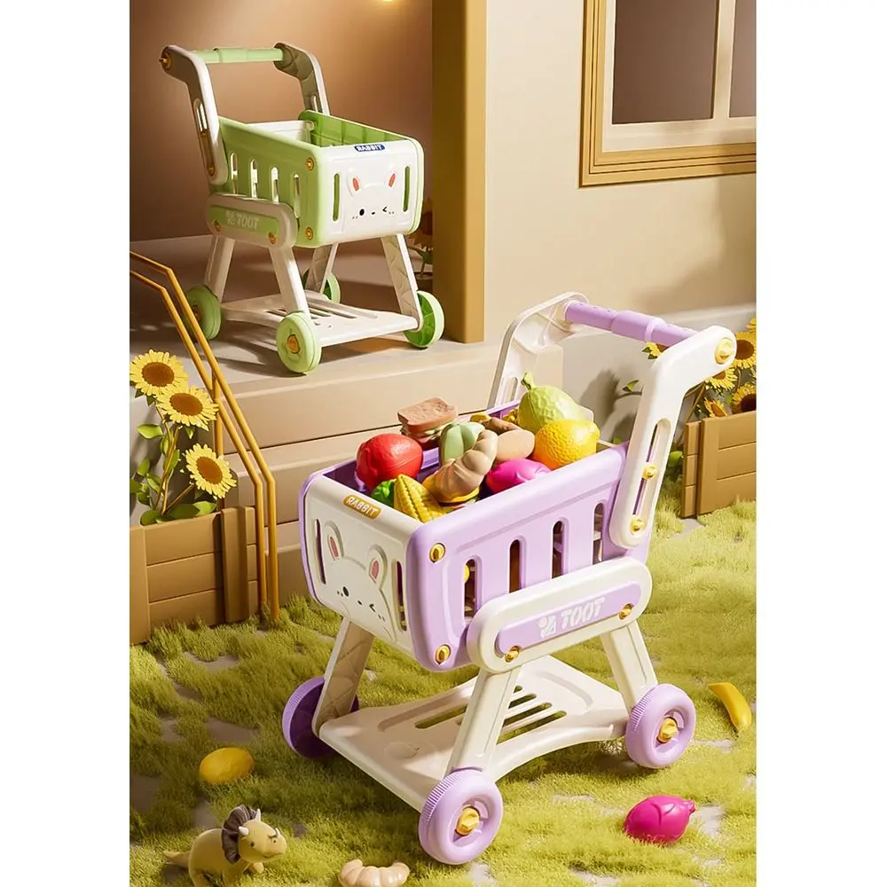 Meerkleurige winkelwagentje Speelgoedset Simulatie 32 stks / set Doe alsof winkelen Speeltoestel Speelgoed 1 Trolley 24 stks Fruit Kinderen Rollenspel Speelgoed