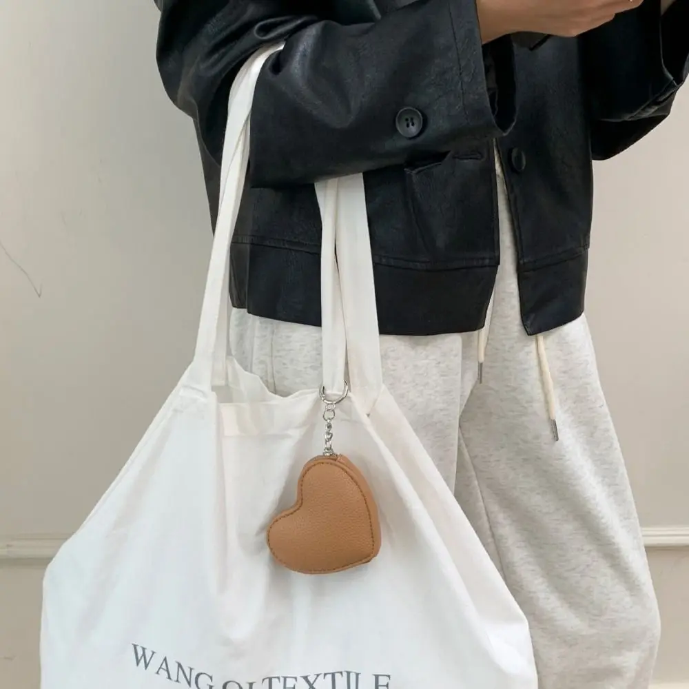 Mini hanger PU lederen portemonnee rits kaart tas hartvorm portemonnee clutch tas Koreaanse stijl schattige kaarthouder vrouwelijk