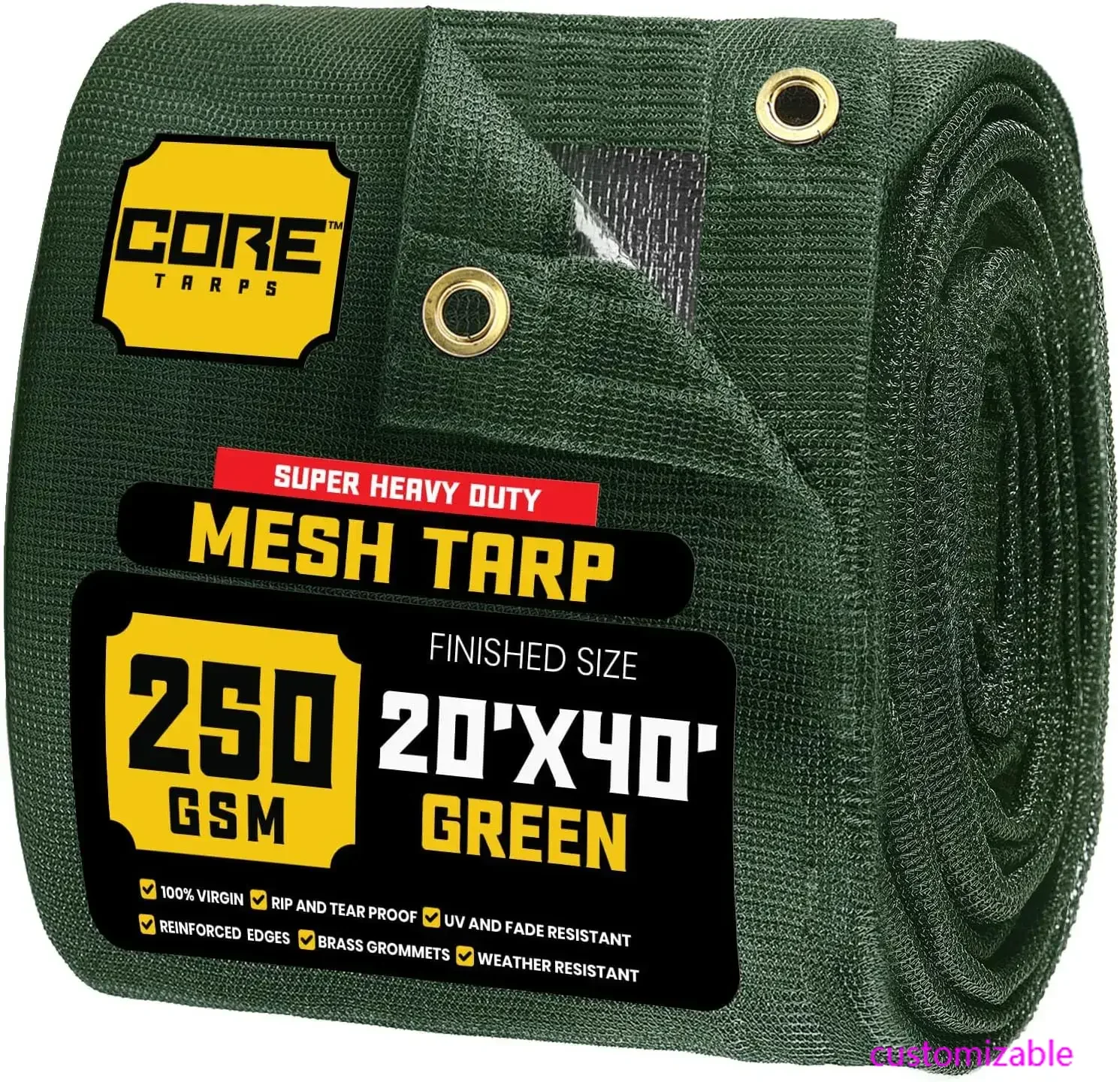

60% Green Shade Cloth with Grommets - 20 X 40 FT Heavy Duty Mesh Tarp - Sun Shade Cloth for Garden Vegetables Plants Greenhouse