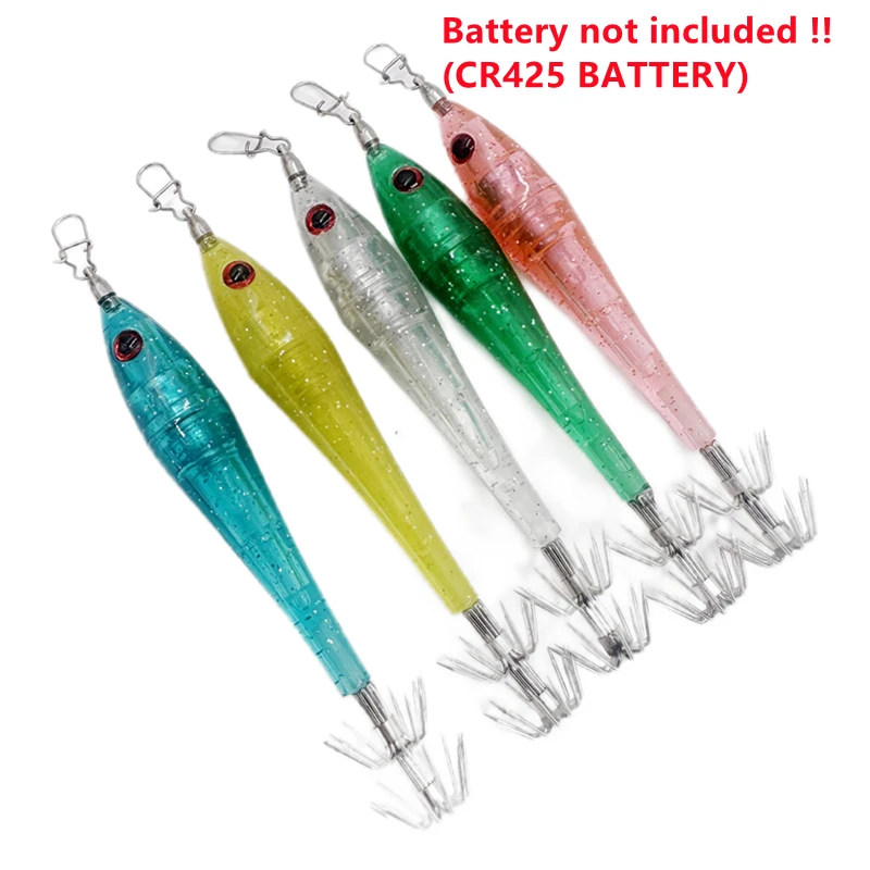 LED Electronic fishing wood shrimp bait Luminous Egi Shrimp Squid Hook Night Fishing Squid Jigs Lure Bass Bait