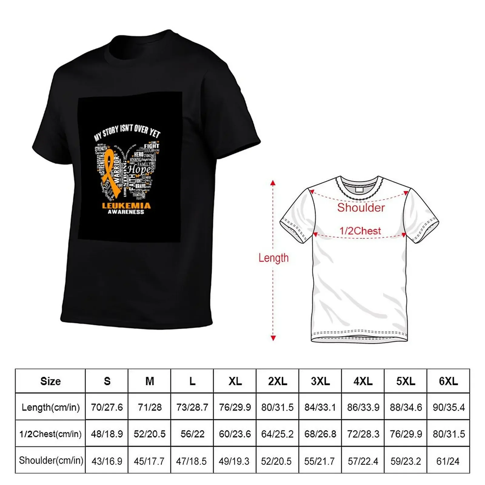 My Story Isn't Over Yet LEUKEMIA Awareness T-Shirt Basic Daily Outfit Short Sleeve Tee(4XL 5XL 6XL No Shipping)