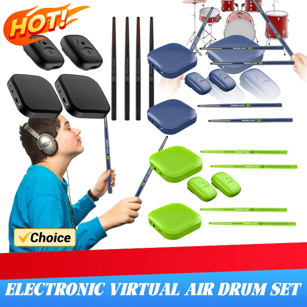 Air Drum with Drumsticks Portable Virtual Reality Drum Kit Professional Smart Electronic Drum Set for Beginners Children Adults