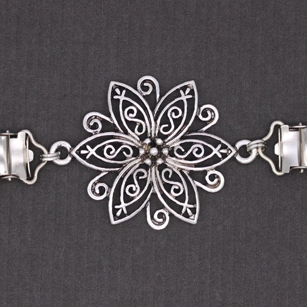 جوفاء منحوتة زهرة نمط سترة كليب تصفيح الفضة القديمة لهجة أنيقة للسترات سترات البلوزات شالات خفيفة الوزن #1