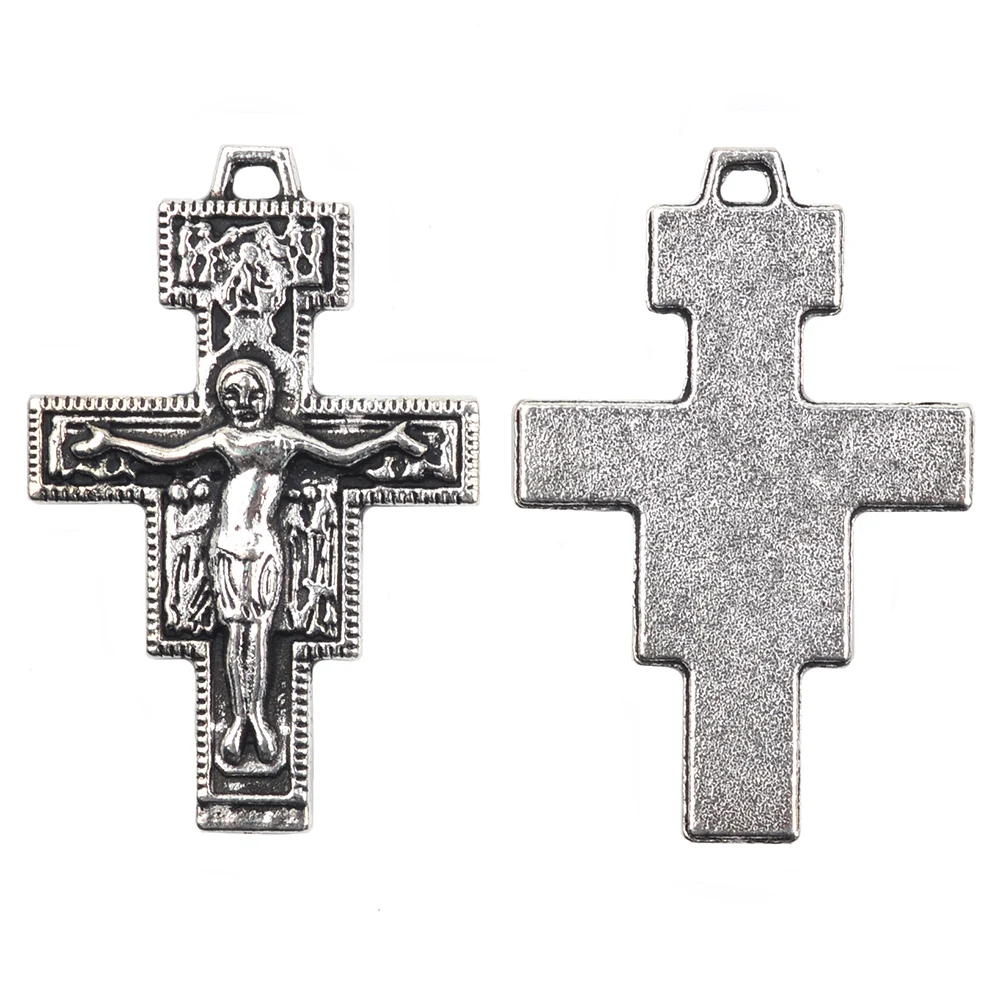 St. Francis of Assisi Crucifix Pendant Necklace Small Medium Big 3 Size