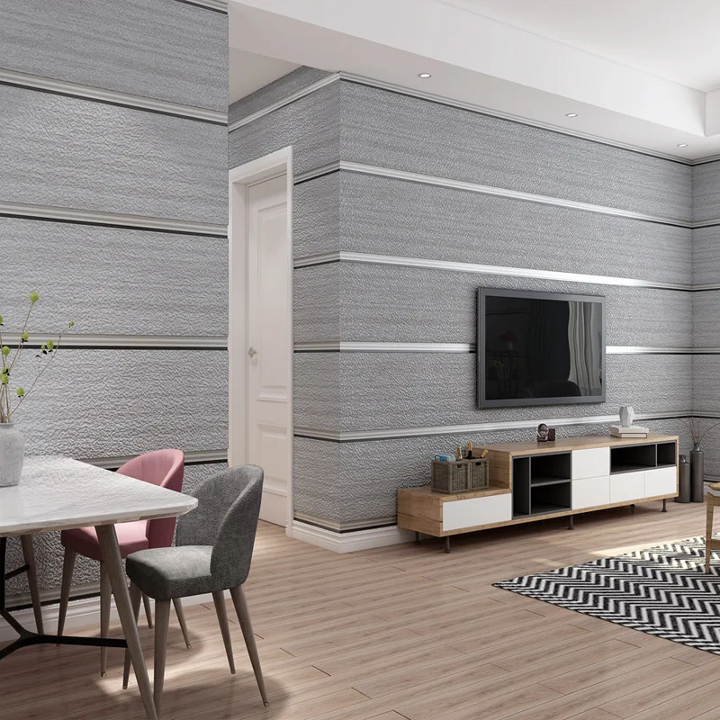 Scandinavian Bedroom Living Room TV Background Wall Wallpaper Large Spacing Minimalist 3D Embossed Thickened Suede Velvet