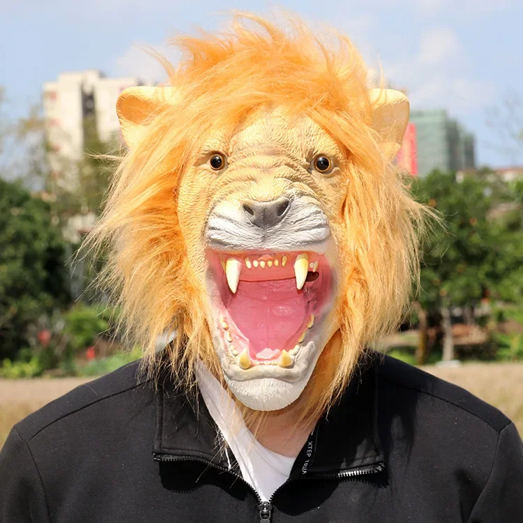 Zootopia Lion Mask Halloween Latex Head Costume for A Cosplay Party Cosplay Wild Beast King Mask for Men Halloween Party Props