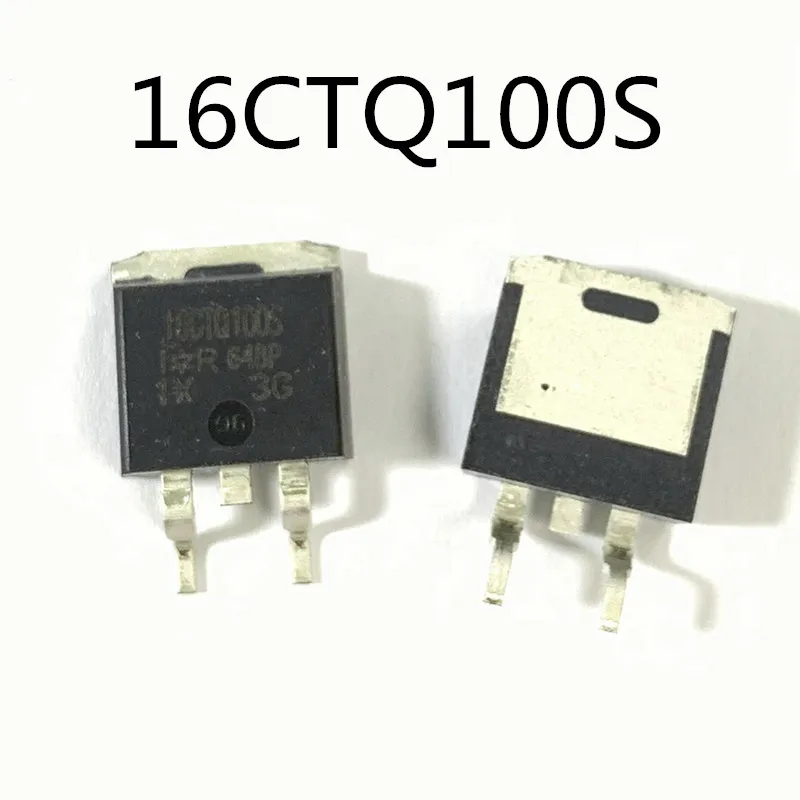 Diodo rectificador 16CTQ100S, Schottky, 1 fase, 2 elementos, 8A, 100V(RRM), silicona, plástico, TO-220, D2PAK-3