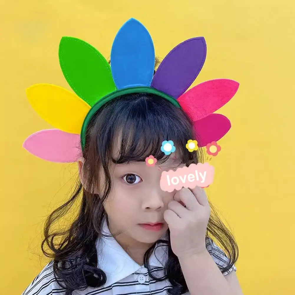 Colorful Sun Flower Headband Elastic Design Kids Hair Hoop Temperament Highlighting Party Headwear Hair Accessories For Party