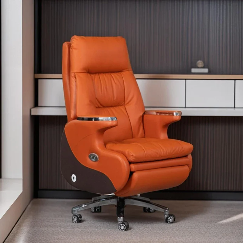 Leather Orange Office Chair Rotating Recliner Rolling Massage Office Chair Computer Designer Cadeiras De Escritorio Furniture